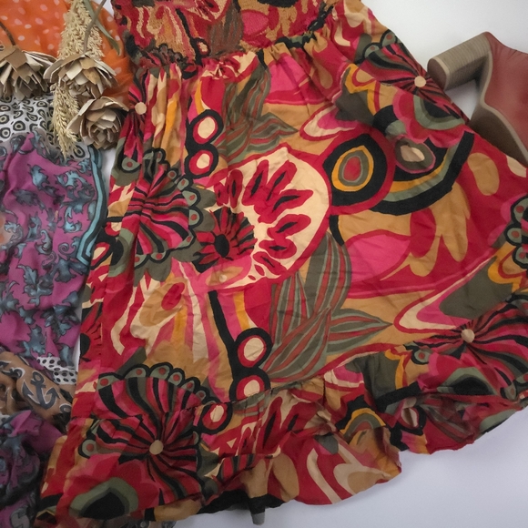 Speed Control Floral Red and Green Women's Pocketed Strapless Dress Sz 2x - Picture 10 of 10